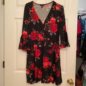 Faux Wrap Floral Print Dress